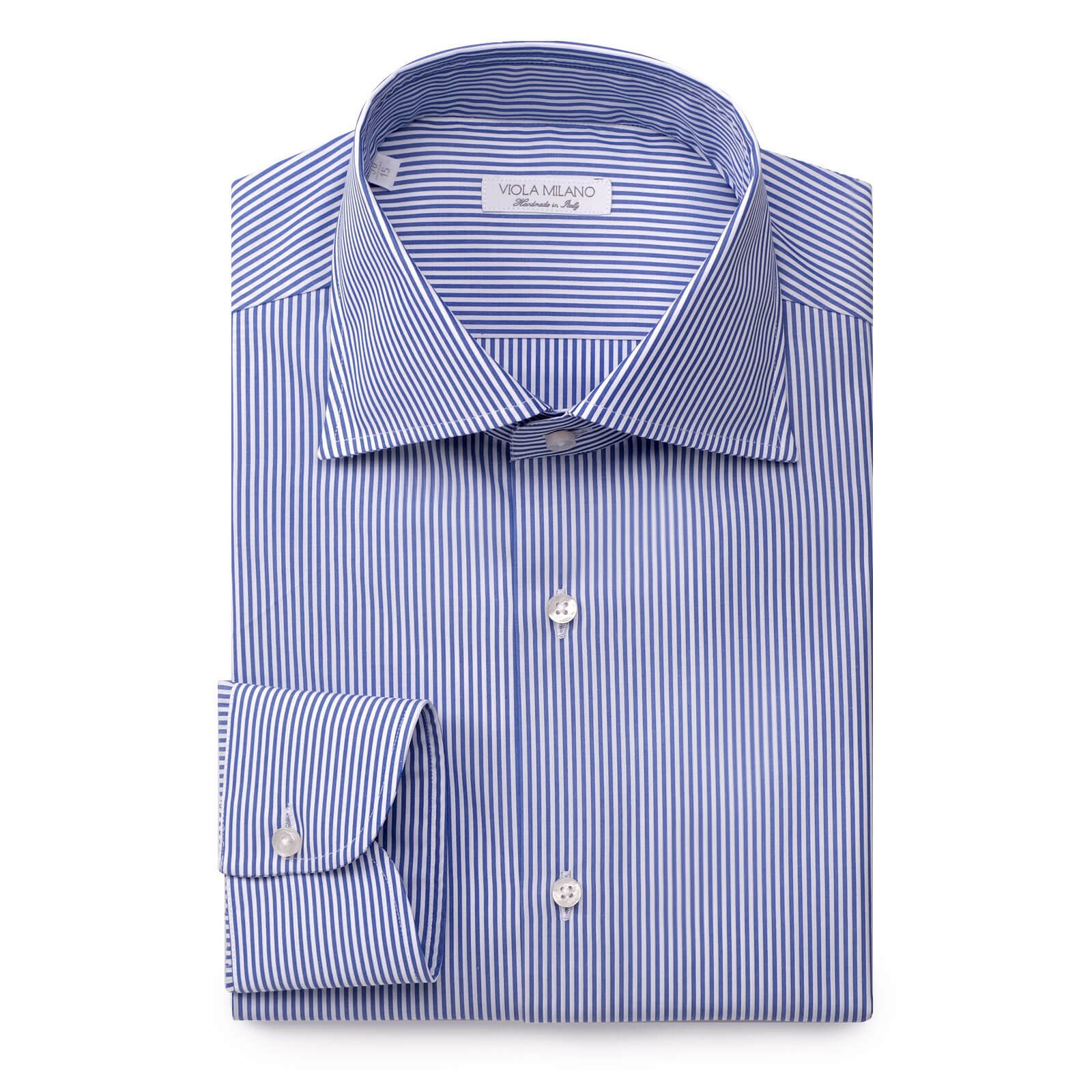 Classic Stripe Cut-away Collar Dress Shirt - Azzurro/White - Viola Milano