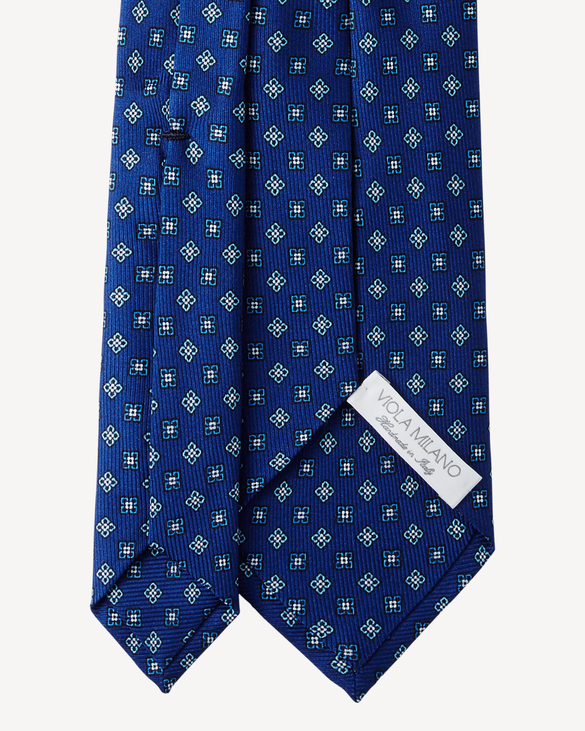 Square Floral Selftipped Silk Tie – Blue Mix | Viola Milano