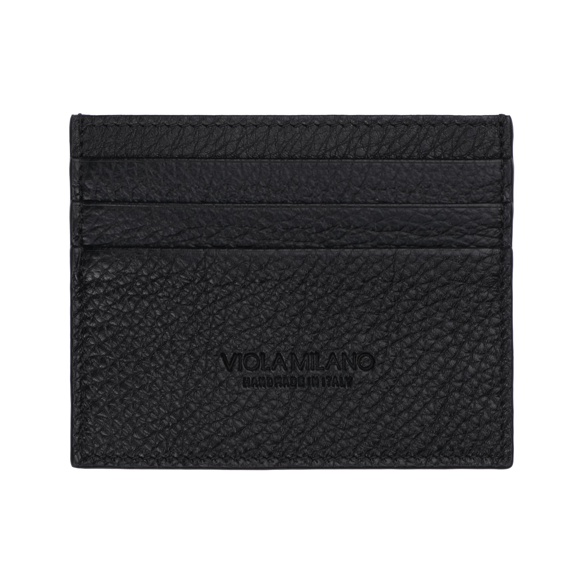 Grain Leather Credit Card Holder - Black | Viola Milano