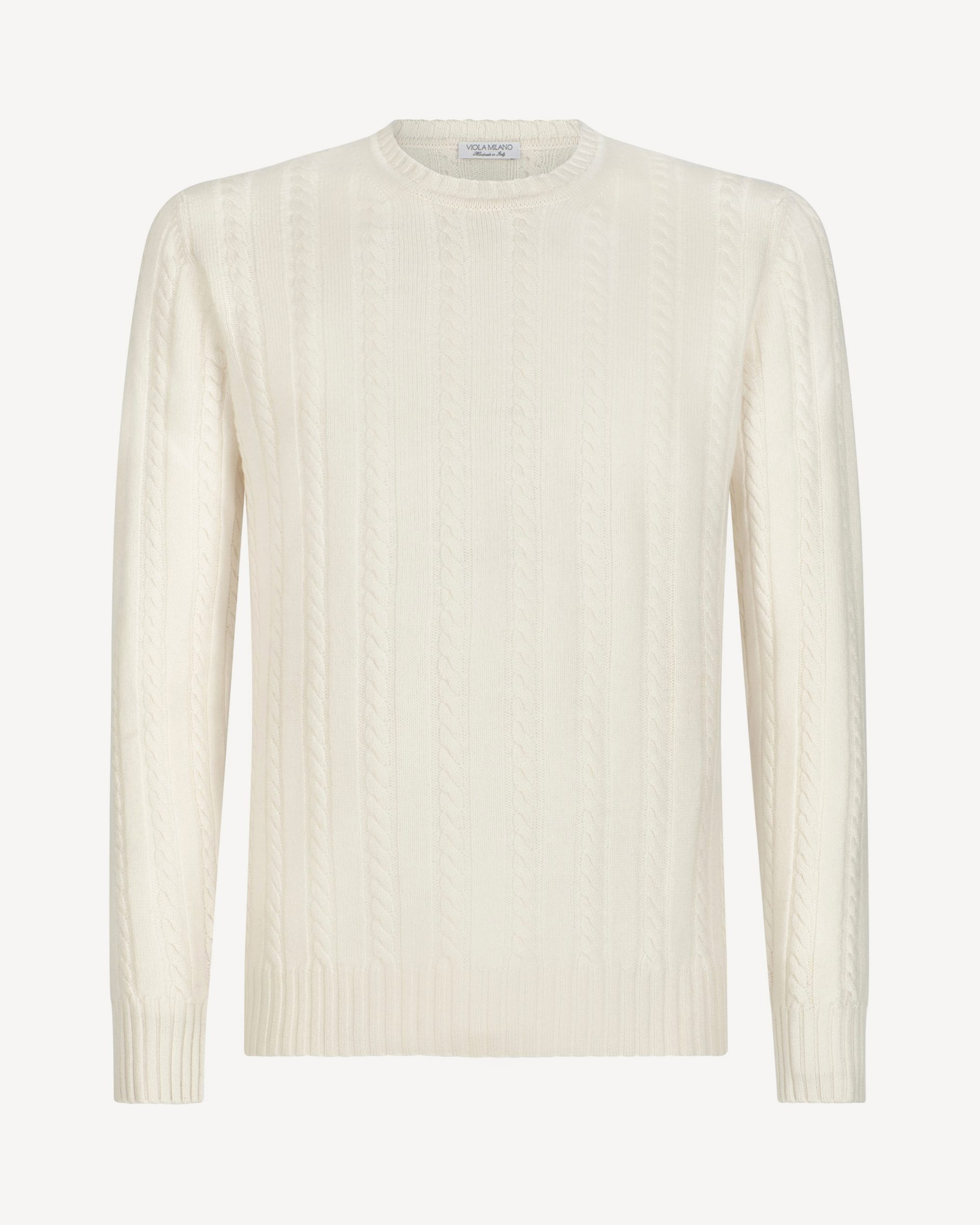 Cable Knit Lambswool Sweater - Ivory | Viola Milano