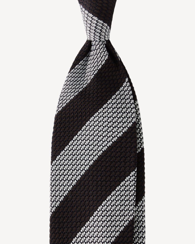 Intro Navy and Steel Blue Block Striped Grenadine Tie