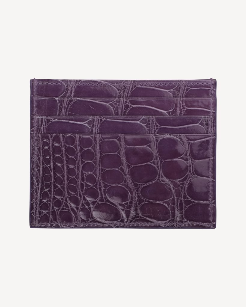 Purple DOUBLE SIDE Alligator Crocodile Leather Credit Card Holder,Wallet  for men
