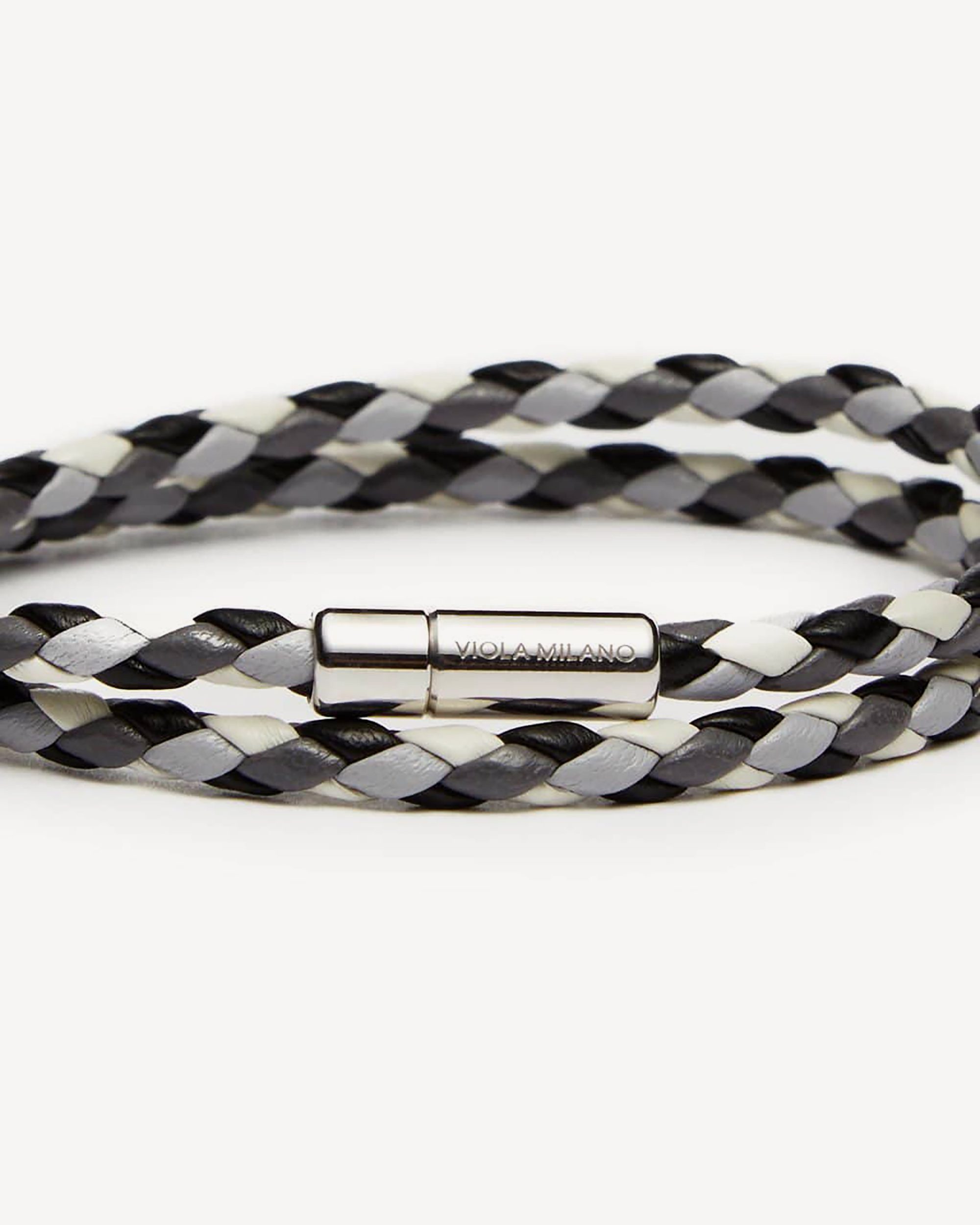 Double Silver-Grey Leather Bracelet