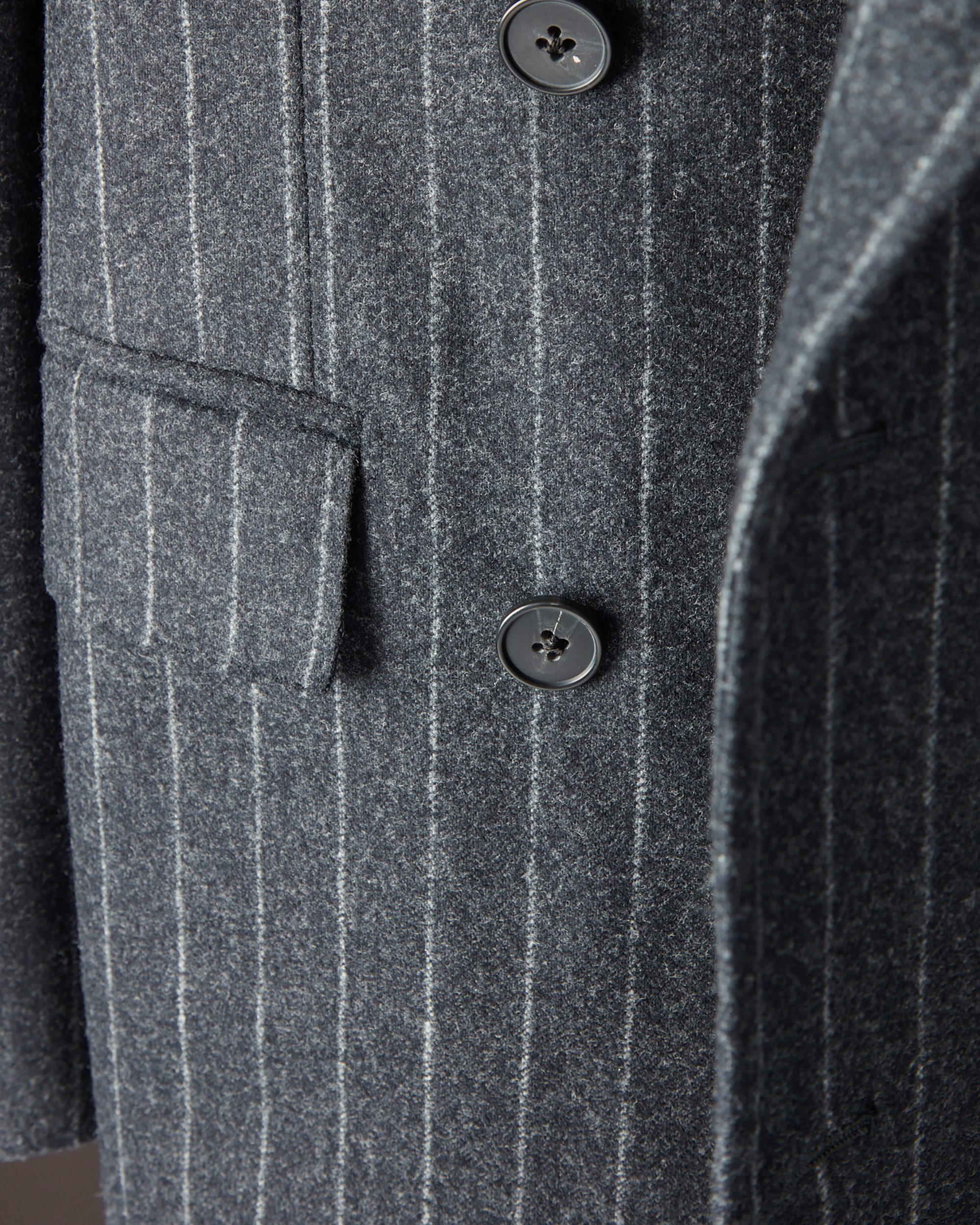 Sartorial Flannel Double Breasted Suit - Grey Chalk Stripe | Viola Milano