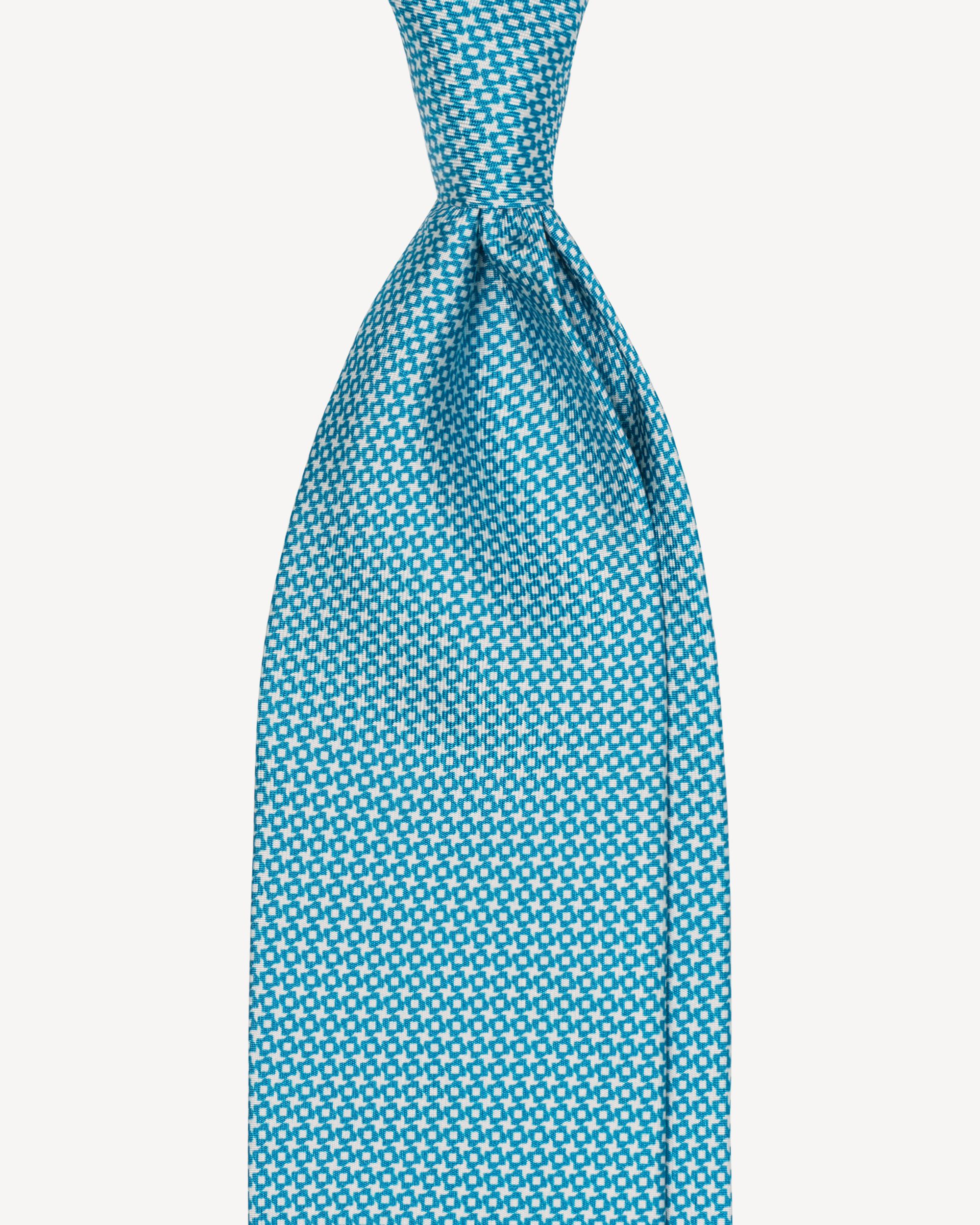 Star Pattern Selftipped Italian Silk Tie - Turquoise | Viola Milano