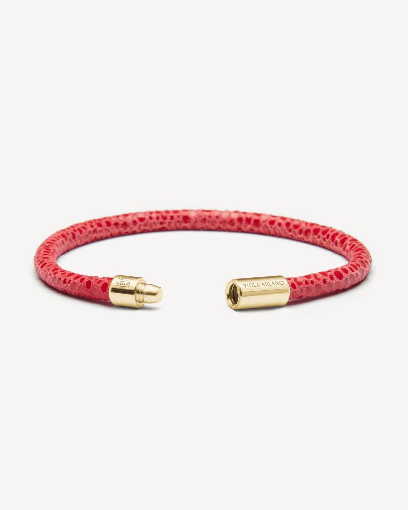 Louis Vuitton Red Leather Keep It Gold Monogram Bracelet