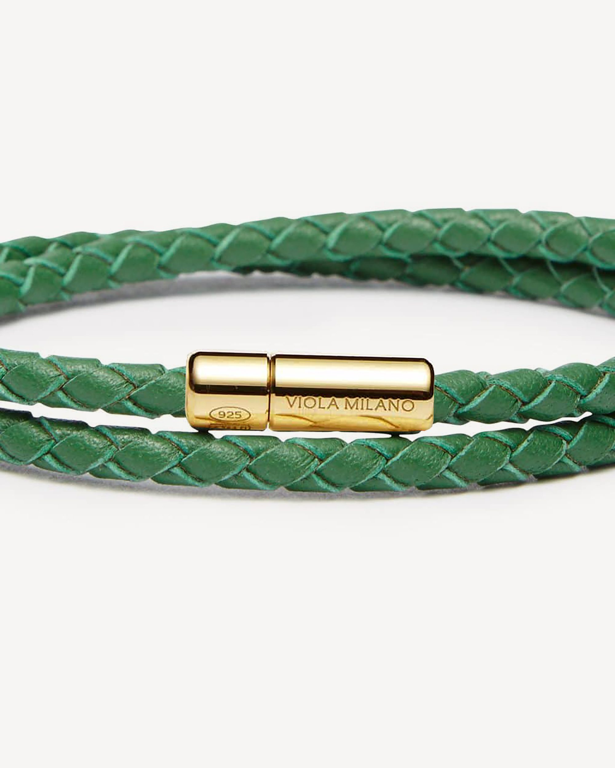 Brown - Double Braided Italian Leather bracelet • Viola Milano