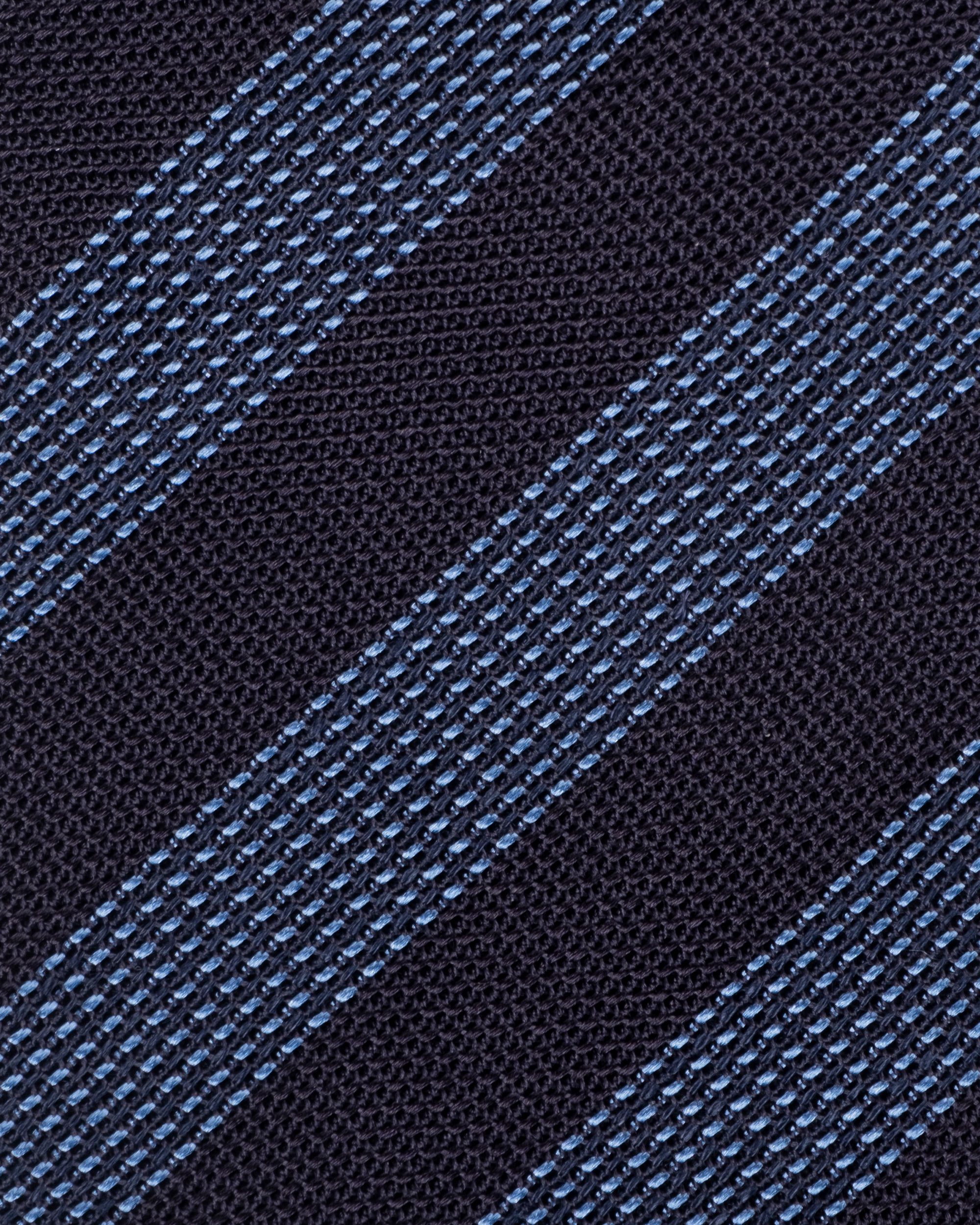 Multi Stripe 3-fold Grenadine Tie - Navy/Denim | Viola Milano