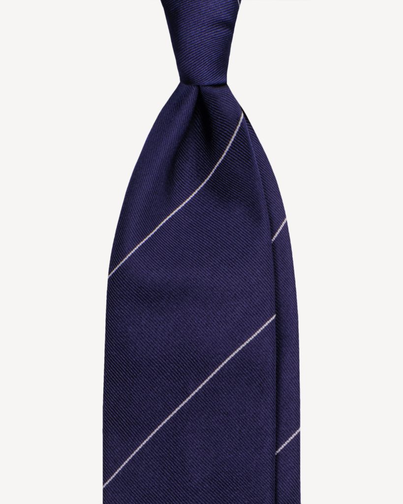 Navy/White - Milano Viola Silk Multi Untipped Jacquard Stripe Tie Woven |